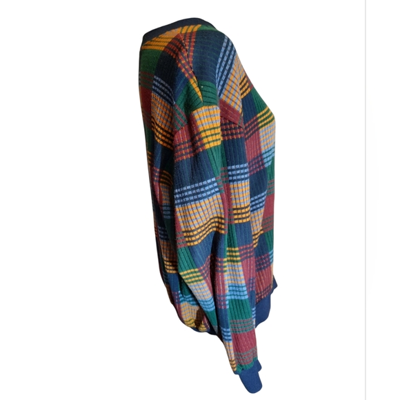 BonWorth Navy Plaid Knit Sweater with Multicolor Accents M/L - Picture 6 of 8